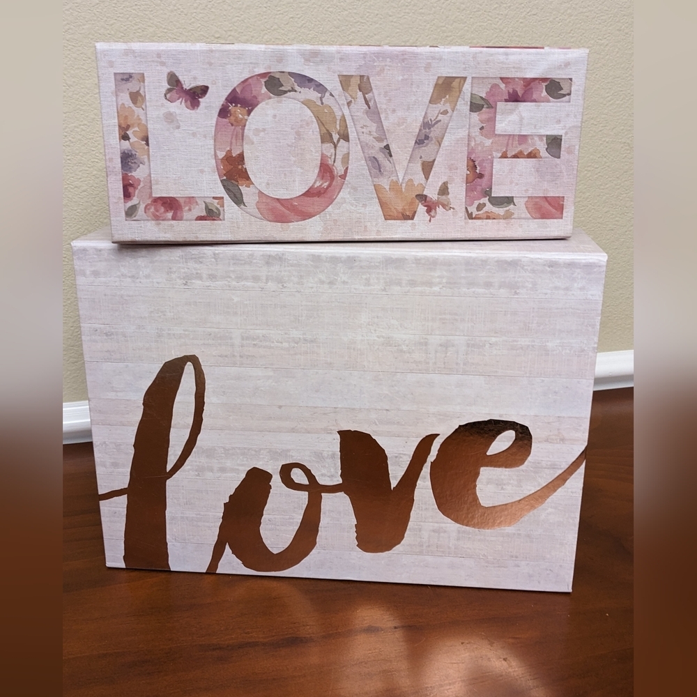 Decorative Boxes Floral Gold Love Wedding Bridal Shower Gift Boxes Keepsake Set